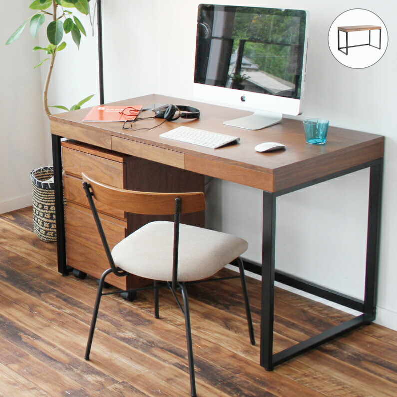 楽天市場】デスク 120cm ウォールナット パソコン デスク desk