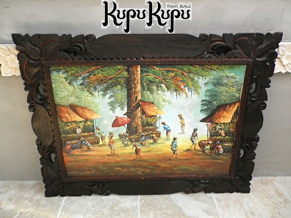 楽天市場】【インテリア雑貨 おしゃれ バリ風】 バリ絵画 バロンの祭列
