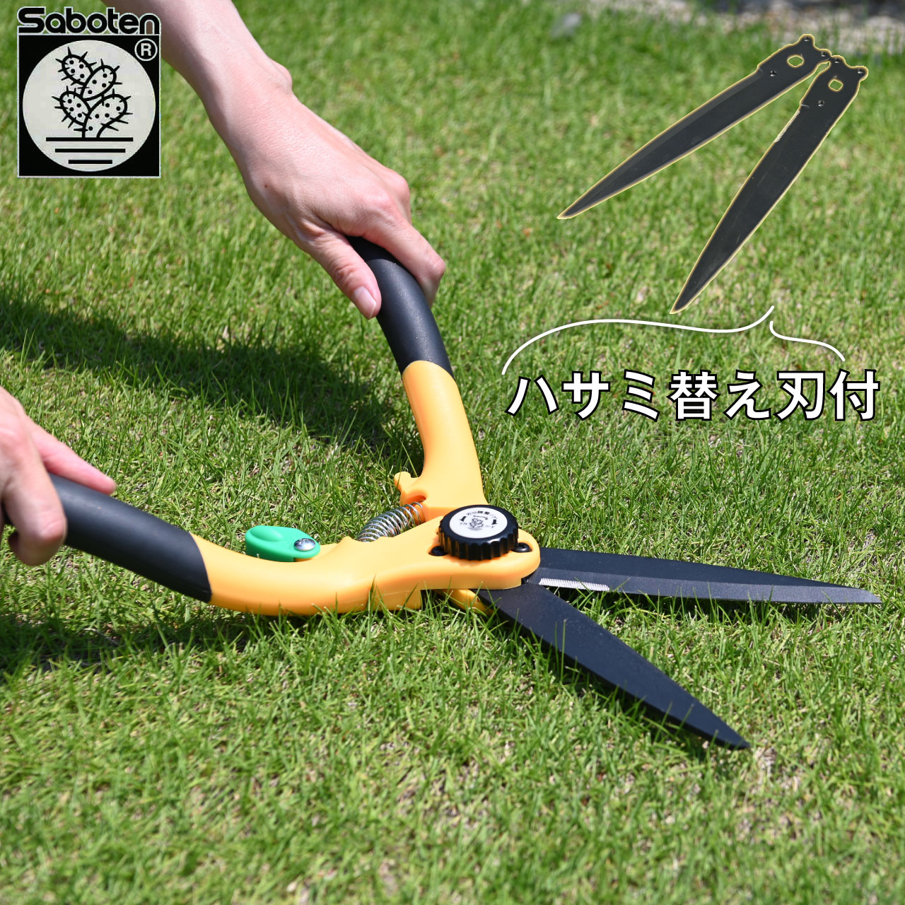 楽天市場】サボテン 芝生ハサミ 両手タイプ 芝生鋏 はさみ フッ素