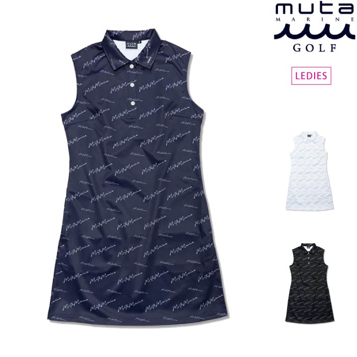 muta marina golf ボンディング プリーツ切替ワンピース ブラック