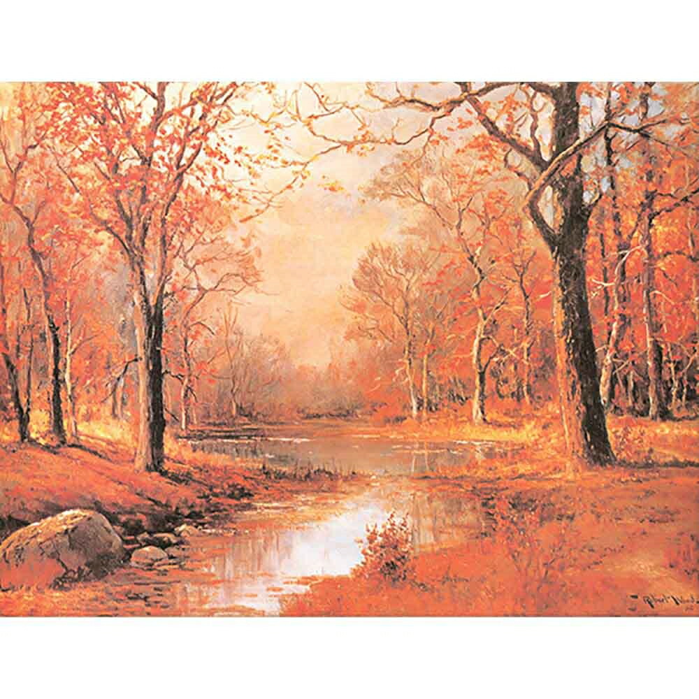 絵画 F6号 ロバート・ウッド 「山と川の風景」 複製画 世界の名画