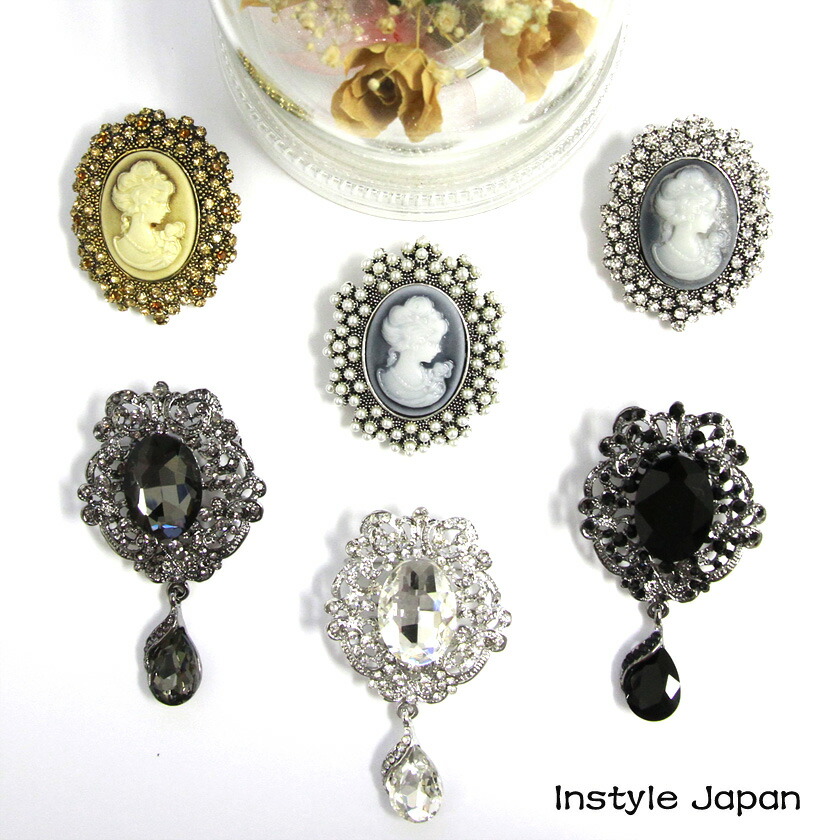 楽天市場】パール キュービックジルコニア カメオ ブローチ2カラー