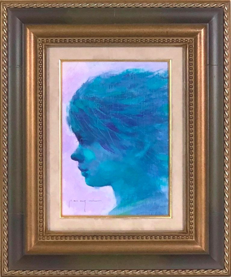真作」織田広喜「少女」人物画 油彩画 額装 サイン有り F6号 真作
