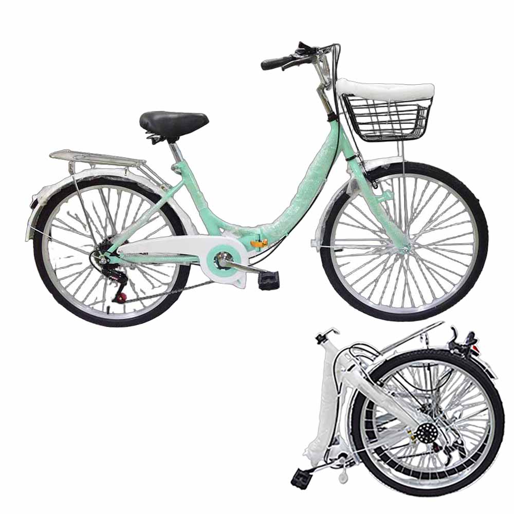 楽天市場】新品ママチャリ 折りたたみ自転車 26インチ6段変速ミニベロ