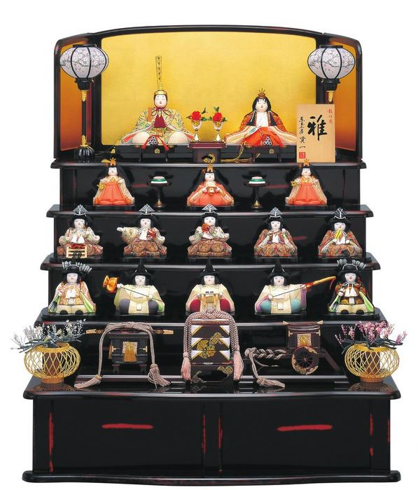 楽天市場】送料無料 久月監製 真多呂作 雛人形 木目込十五人揃い 木製