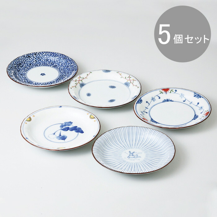 楽天市場】波佐見焼 錦絵変り 小皿揃 こざら 5枚セット 美濃焼 磁器