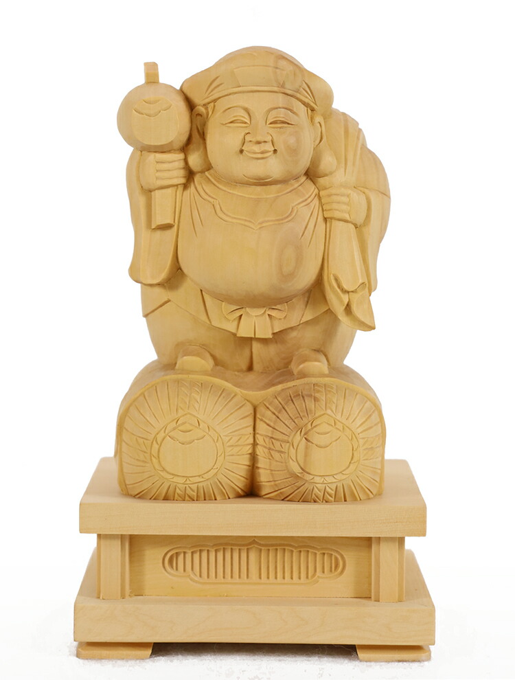 楽天市場】【総高20cm】大黒様 木彫り 置物 一刀彫 / 素材：桧（大黒天