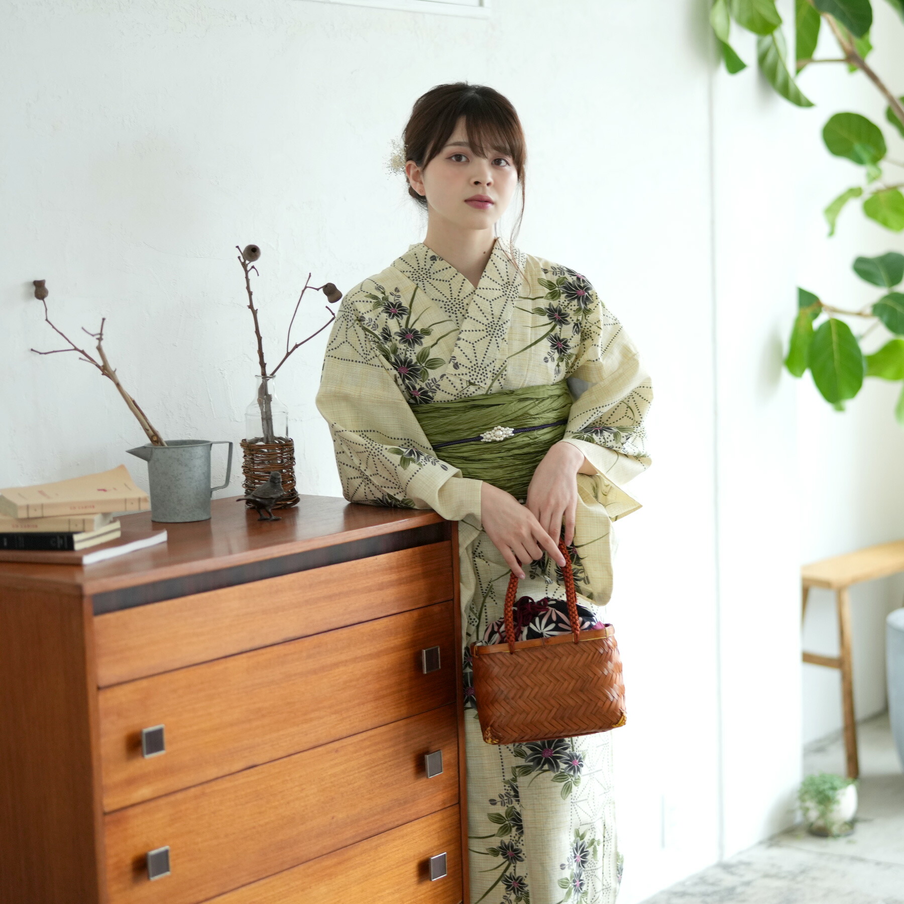 楽天市場】【utatane 高級変わり織 浴衣3点セット 先染め風ベージュに