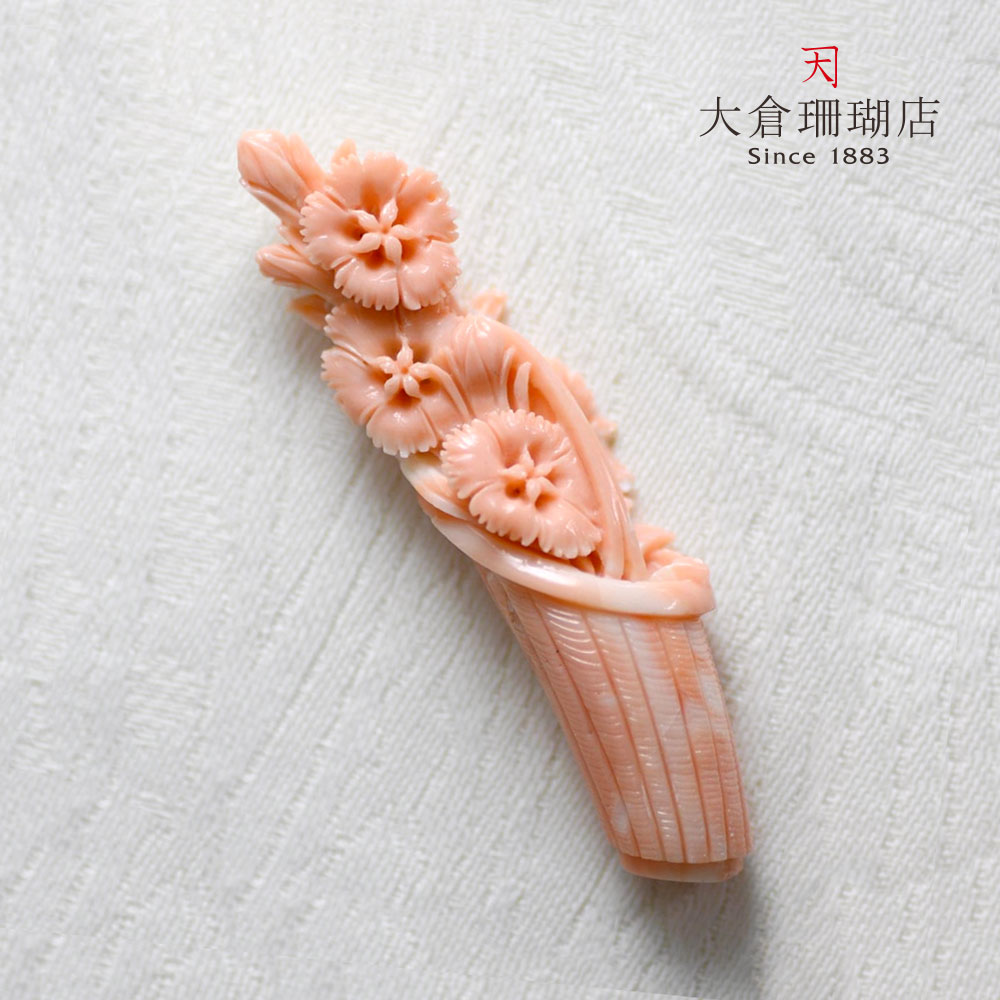 楽天市場】モモイロ珊瑚 サンゴ さんご 紫陽花 彫刻 帯留め ブローチ