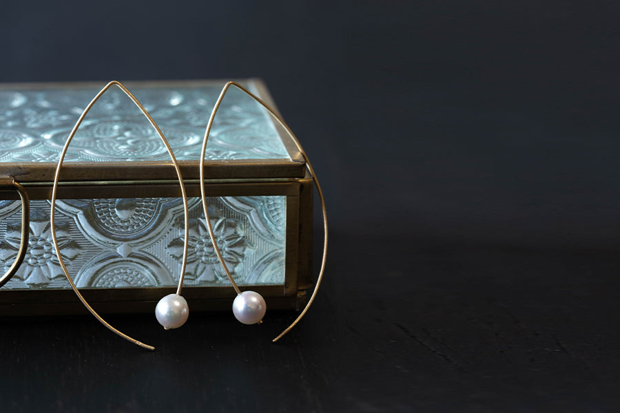 k18 あこや真珠 フープピアス｜大ぶりで上品な存在感のパール