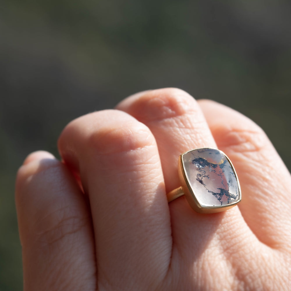 1点もの 】指輪 リング K18 天然石 デンドリティッククォーツ