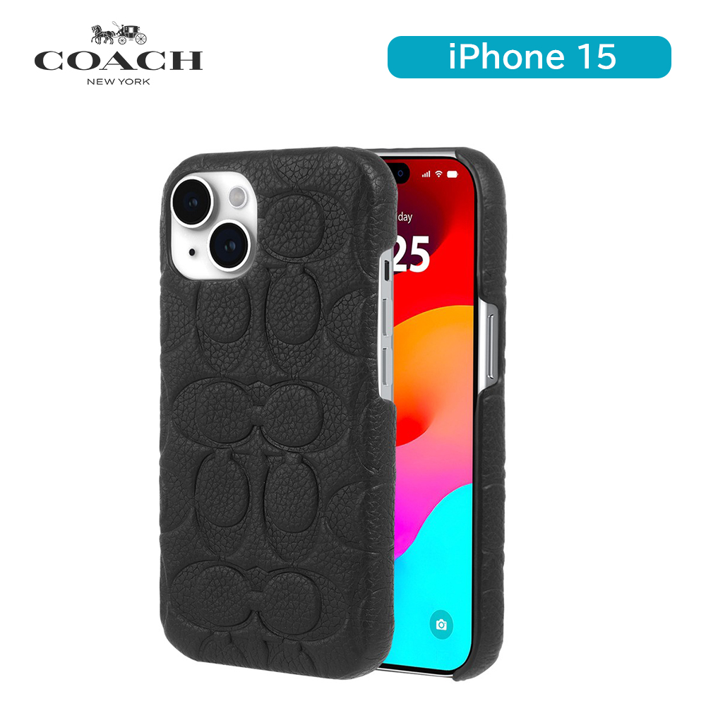 COACH コーチ iPhone 15 Coach Leather Slim Wrap Case ケース - Black
