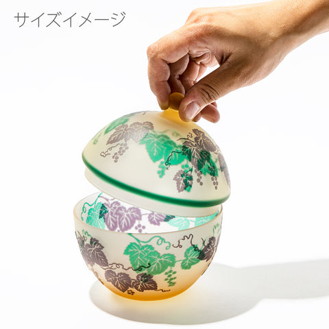 彫刻 幻夢柄子 ぶどう紋 ボンボニエール ｜江戸切子グラスならTABLEAU