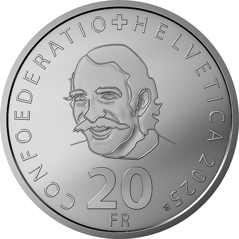 スイス 2025年 ジャン・ティンゲリー生誕100周年 20フラン銀貨