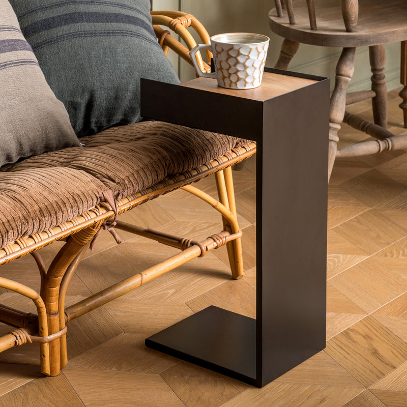 サイドテーブル ブラック 】ミニテーブル 20cm コの字 ナイトテーブル