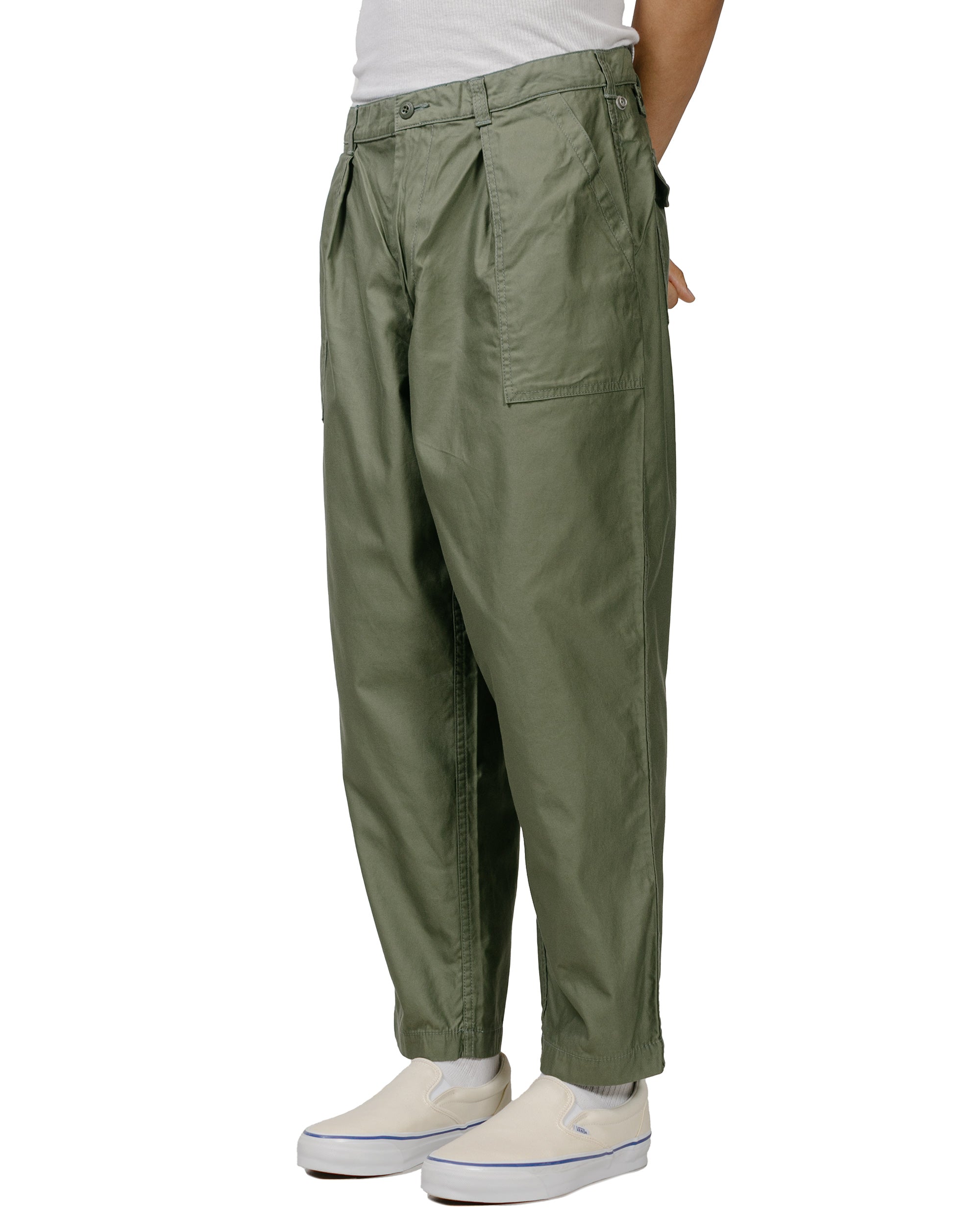 Beams Plus 1Pleat Baker 80/3 Back Satin Sage