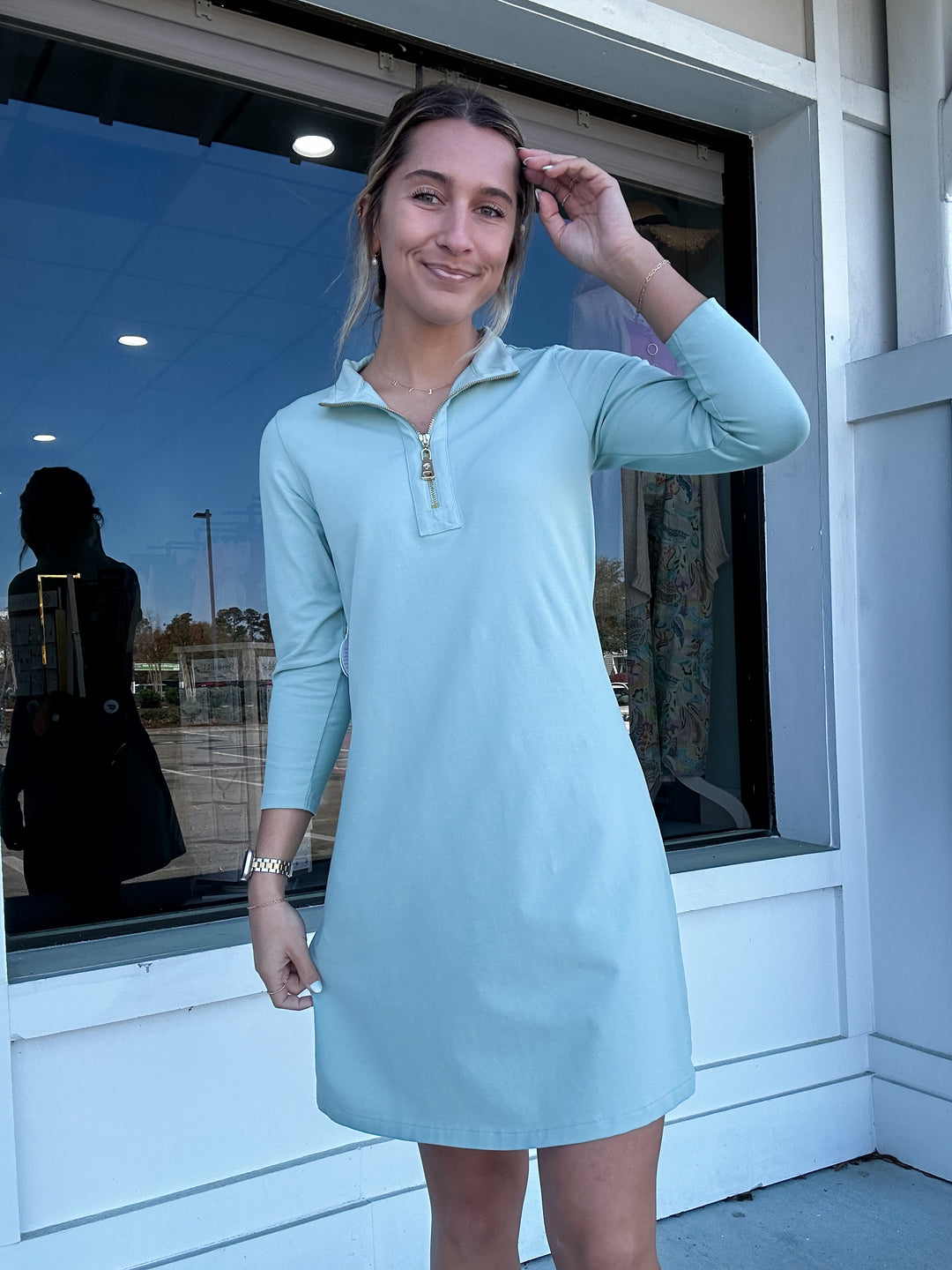Spartina Nora Half-Zip Dress Blue Surf – Salty Chic Boutique