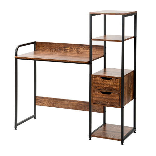 BTM 【全品8%OFF】パソコンデスク 引き出し付き 3段シェルフ付 木製