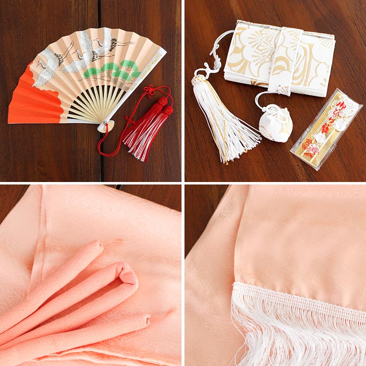 正絹 七五三 7歳 着物セット 女の子 向い鶴に桜と松 水色 SP39 753