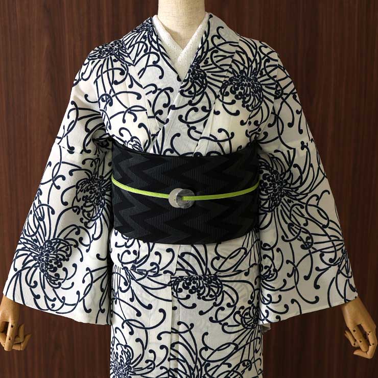 セオα] 浴衣 乱菊 (オフシロ) ゆかた セオアルファ CEOα 仕立て上がり