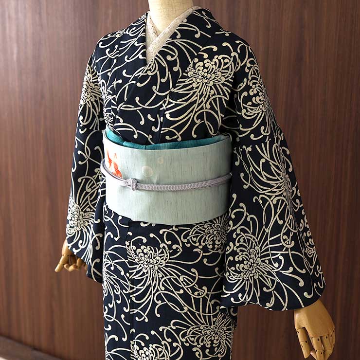 セオα] 浴衣 乱菊 (濃紺) ゆかた セオアルファ CEOα 仕立て上がり