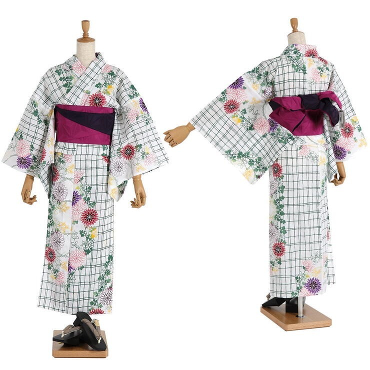 浴衣 伝統工芸 ゆかた 三勝染め 仕立て上がり 綿麻 花祭 オフシロ 緑