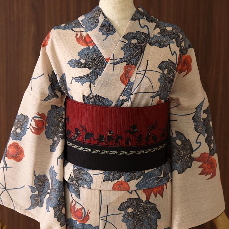 洗える 浴衣 ] 鬼灯（コン 105-337-013-78）ゆかた バチ衿 セオα CEOα