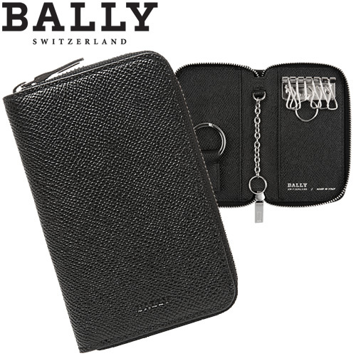 Bally（バリー） キーケース キーリング ブラック プリントカーフ
