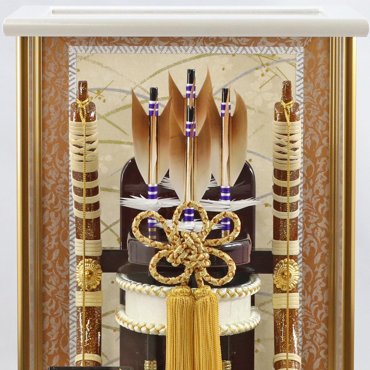 久月 破魔弓 コンパクト ミニ 10号 伊吹 本籐巻 ガラスケース飾り 初