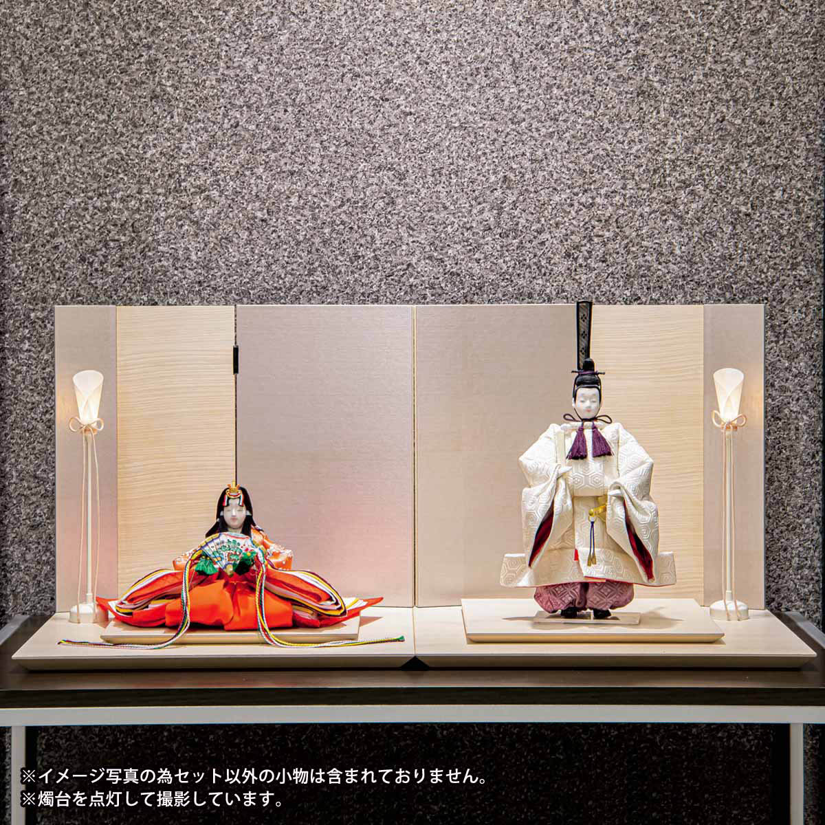 雛人形 立雛飾り 平安寿峰作 六条院 京十二親王 古代絹紫屏風 木目飾り