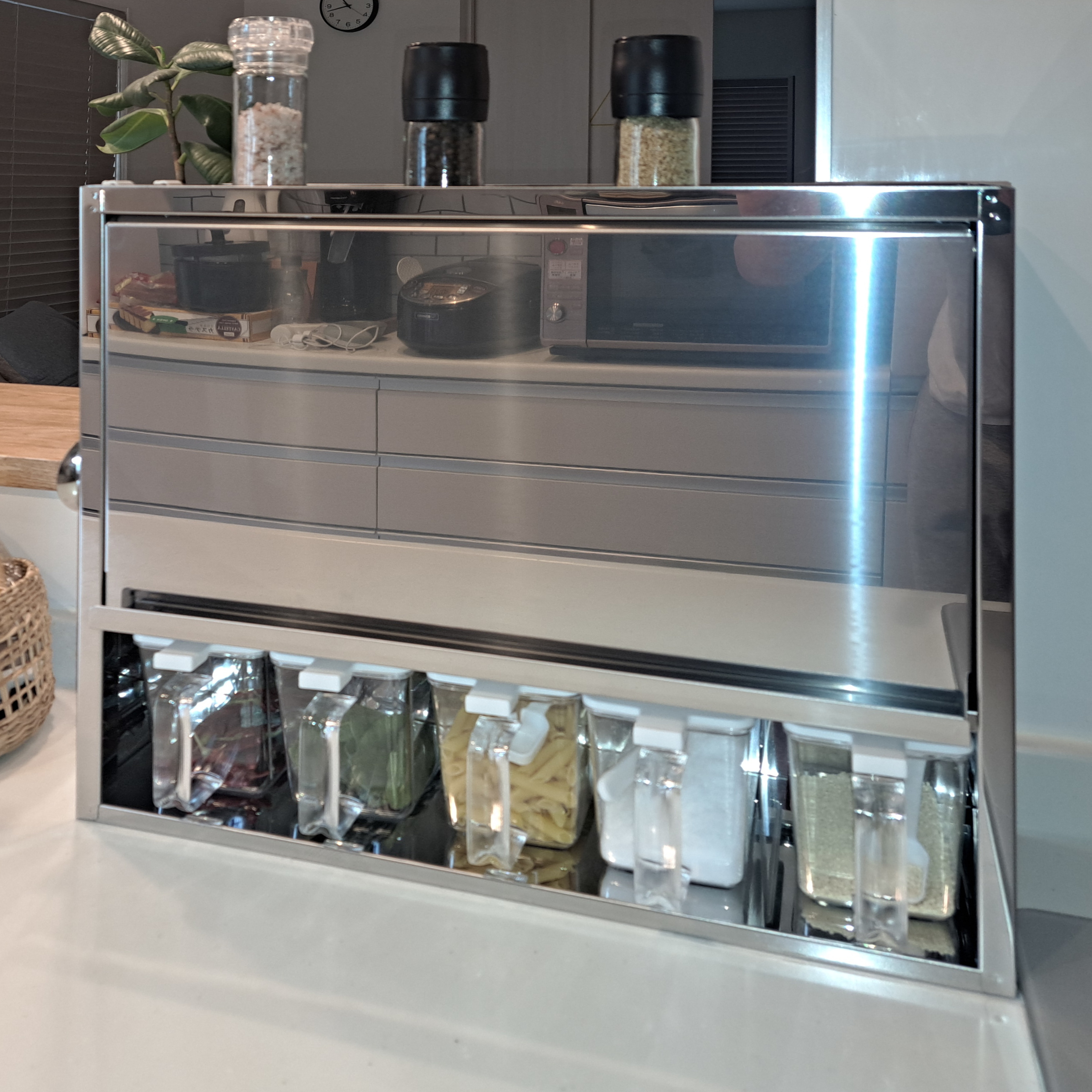 燕三 調味料ラック ステンレス スパイスラック フラップ扉 調味料