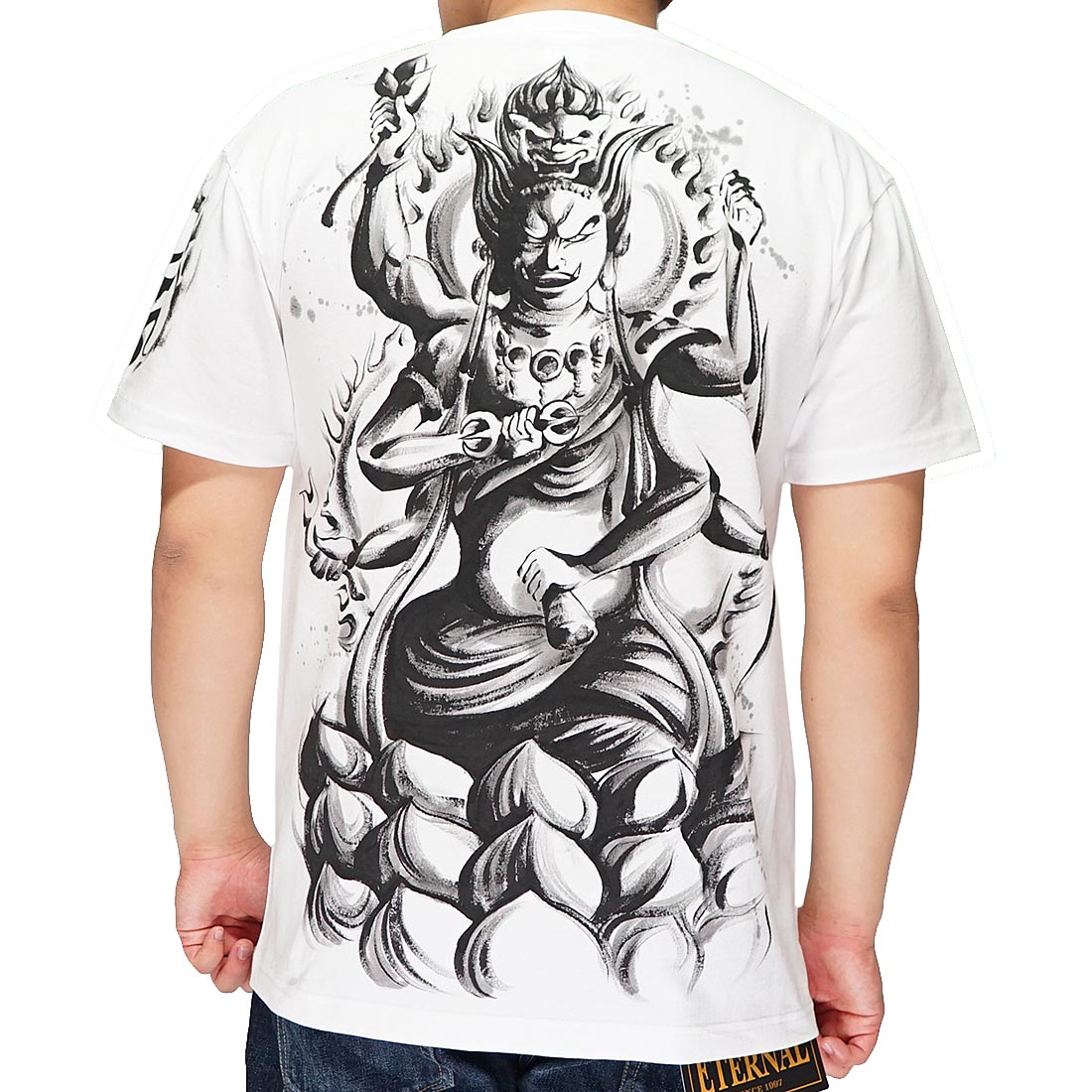 羽水 うすい 和柄 Tシャツ 手描き 愛染明王 半袖 ai21 : ジーンズ