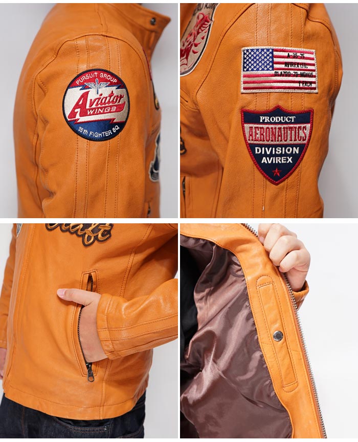 AVIREX（アヴィレックス） レザー ジャケット パッチド ライダース