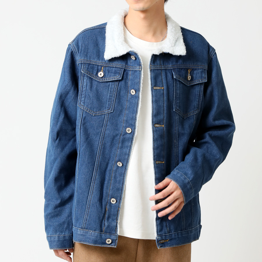 裏ボアデニムジャケット Gジャン メンズ ボアジャケット 裏ボア ランチ