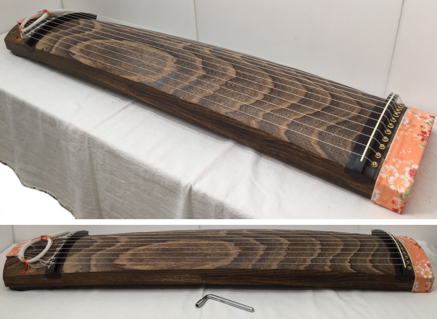伝統工芸士作 藤田筝 120横ピン箏 会津桐 琴柱 爪10種 ケース付き