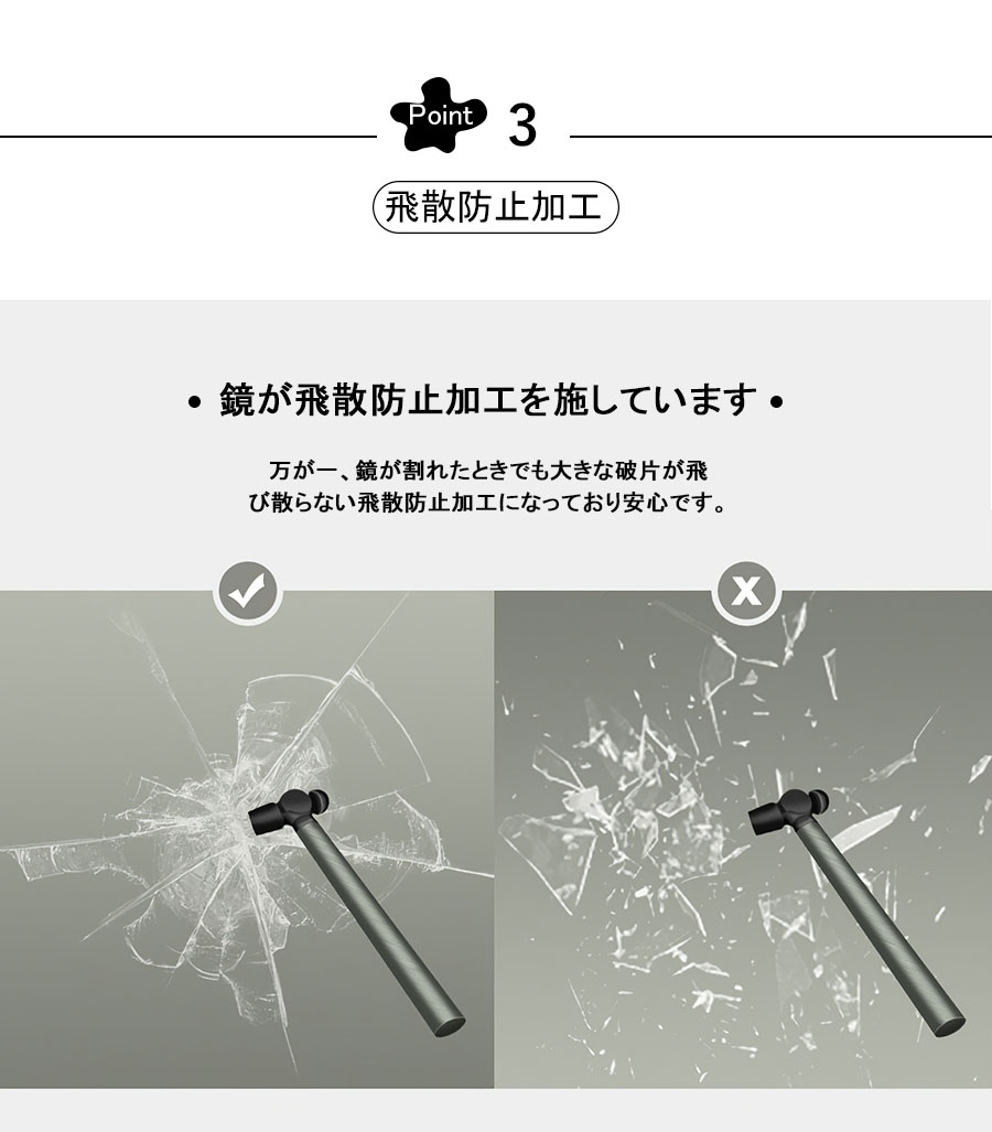 ミルオ君の鏡工房 壁掛けミラー LEDミラー 縦型 40-60cm 調節可能