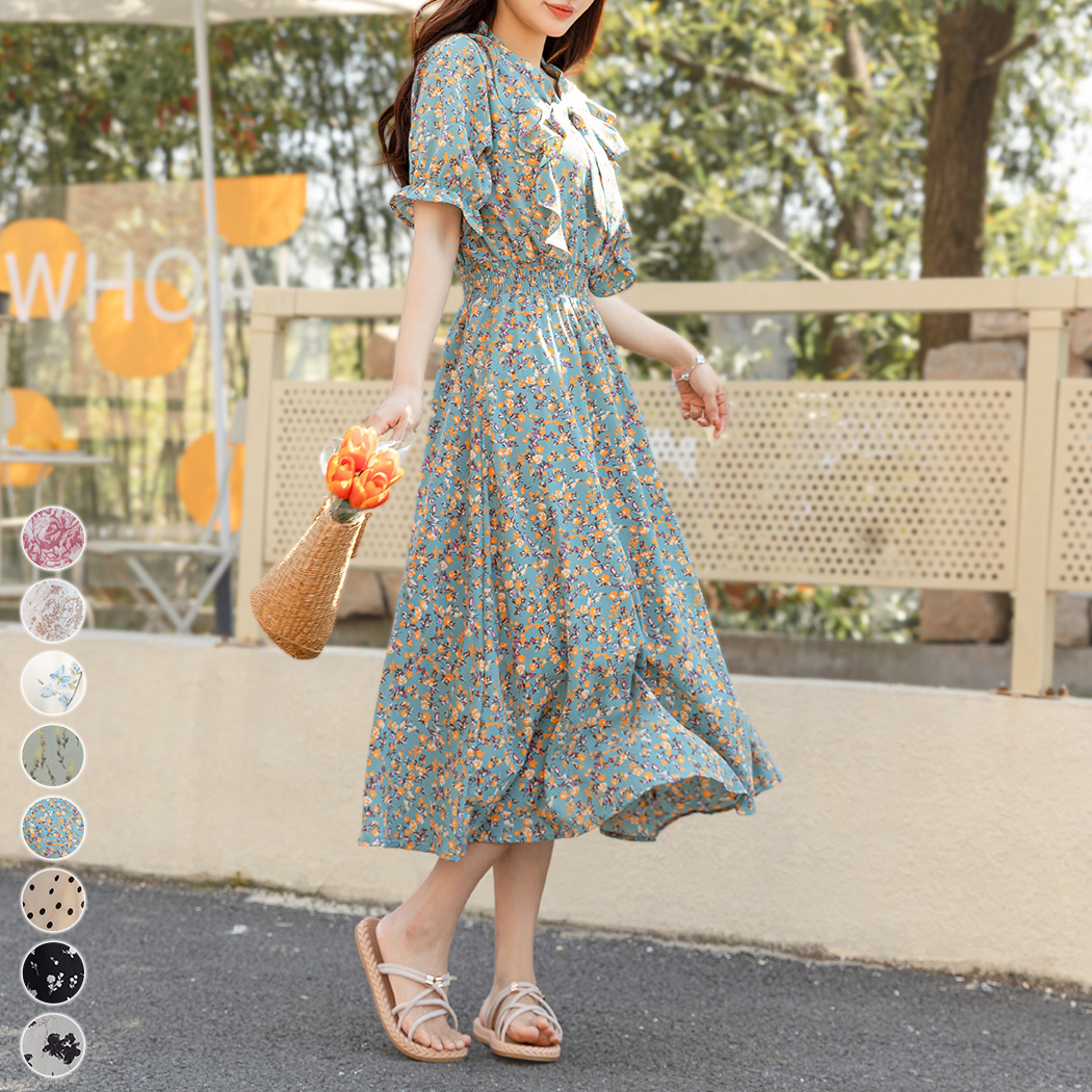 リゾートワンピース レディース サマードレス ロング マキシ丈
