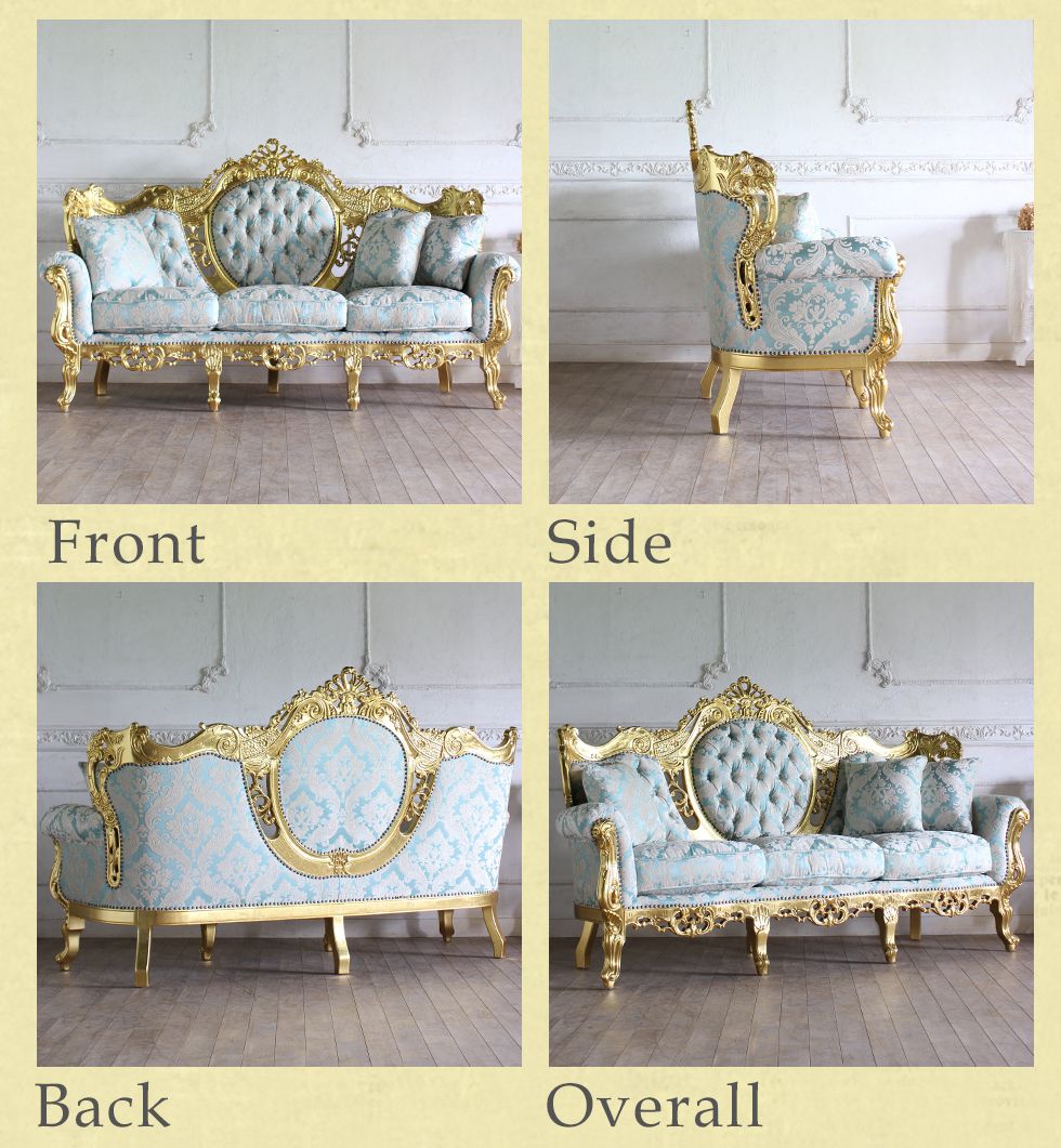 イタリアン ソファ 3人掛け ロココ アンティーク クラシック ゴールド