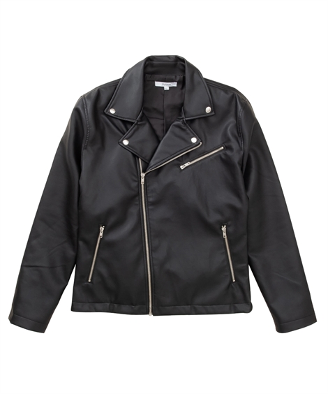 ニッセン（nissen） メンズ PU レザー ダブル ライダース ジャケット