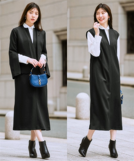 レディーススーツ レディース スカートスーツ 洗える ドビー織