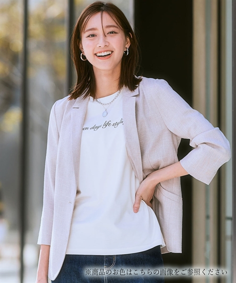 ニッセン（nissen） ジャケット レディース 夏 S-LL 洗える 麻調 7分