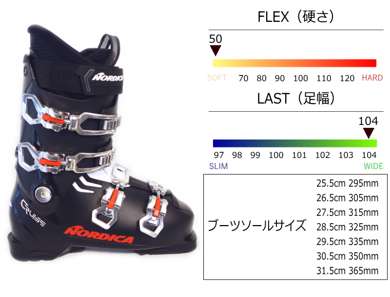 23-24 NORDICA THE CRUISE [30.5cm足幅104mm幅]ノルディカ メンズ