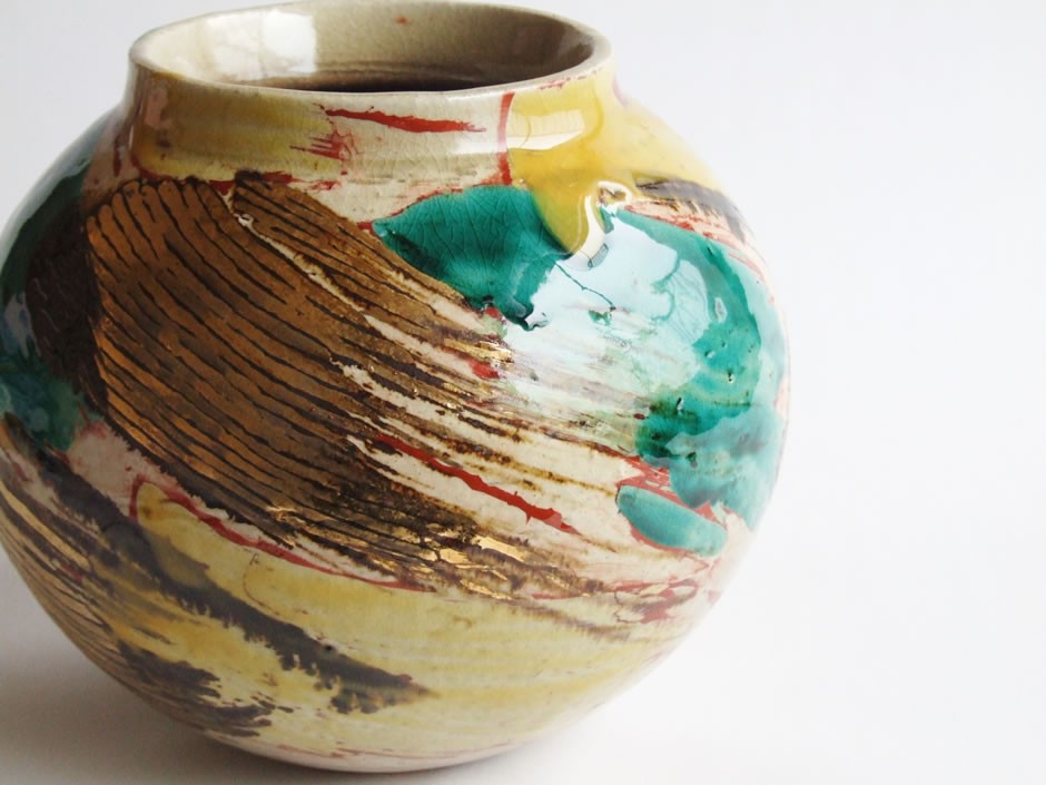 やちむん 民藝 読谷山焼 山田真萬金彩赤絵壺 : おまめ - 通販 - Yahoo