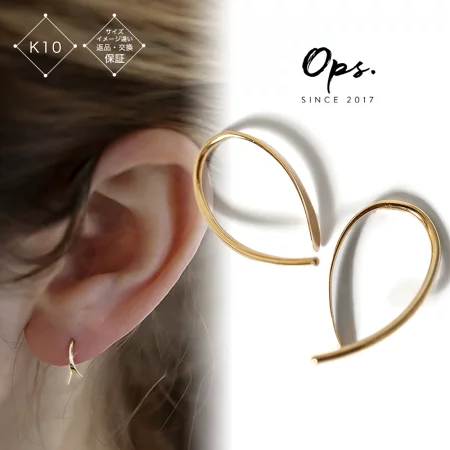 Ops.（オプス） ピアス 10K 10金 フープ つけっぱなし 小さめ