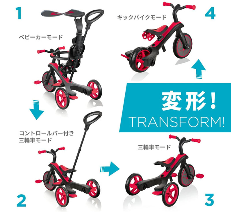 グロッバー エクスプローラー トライク 4in1 レッド GLOBBER 【三輪車