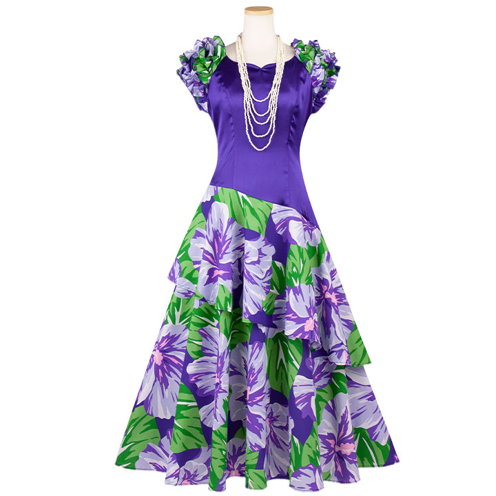 即納☆ サテン切替ティアードドレス OP420-4-3724 フラダンス 衣装