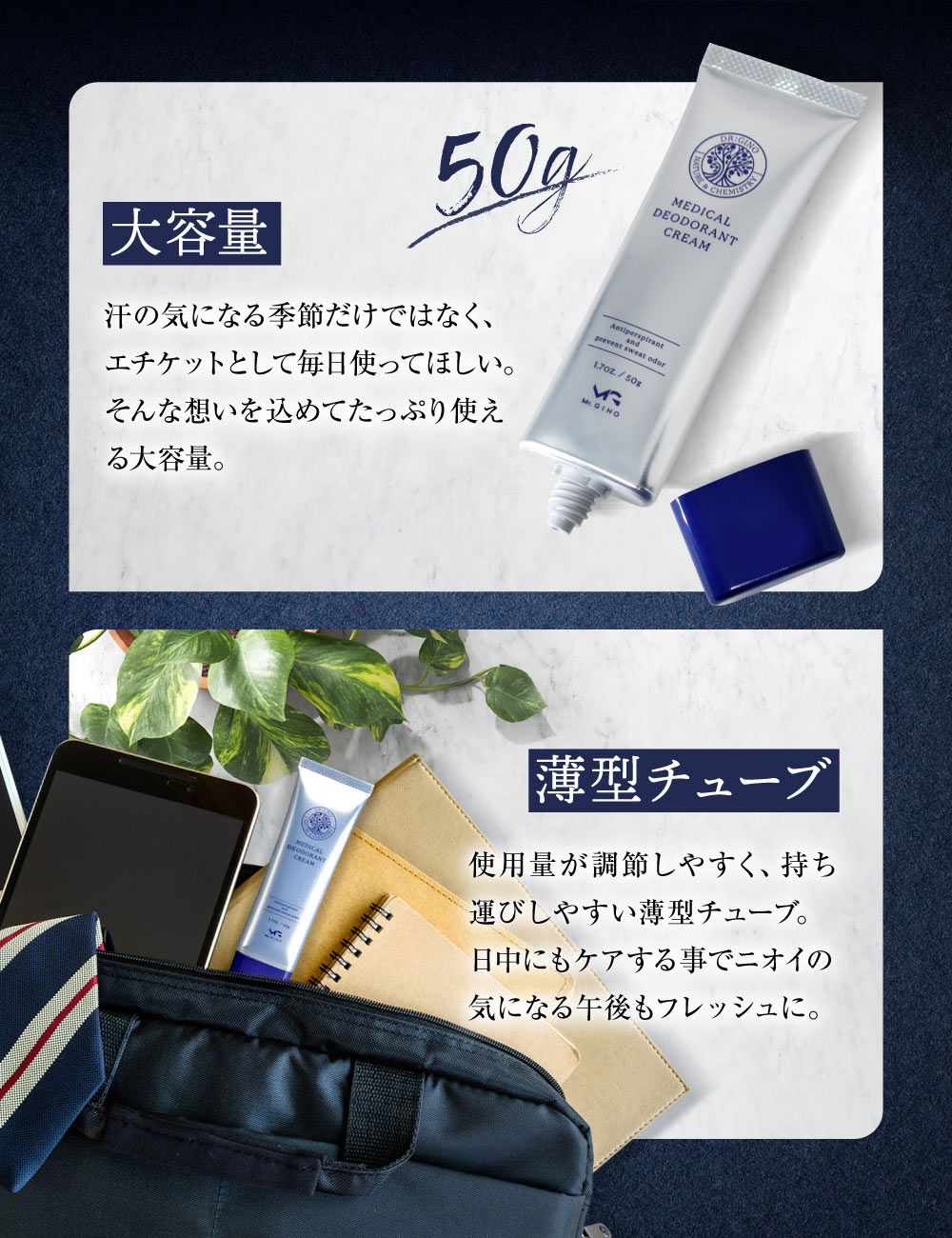 Mr.GINO（ミスタージーノ） デオドラントクリーム 薬用 制汗剤 無香料