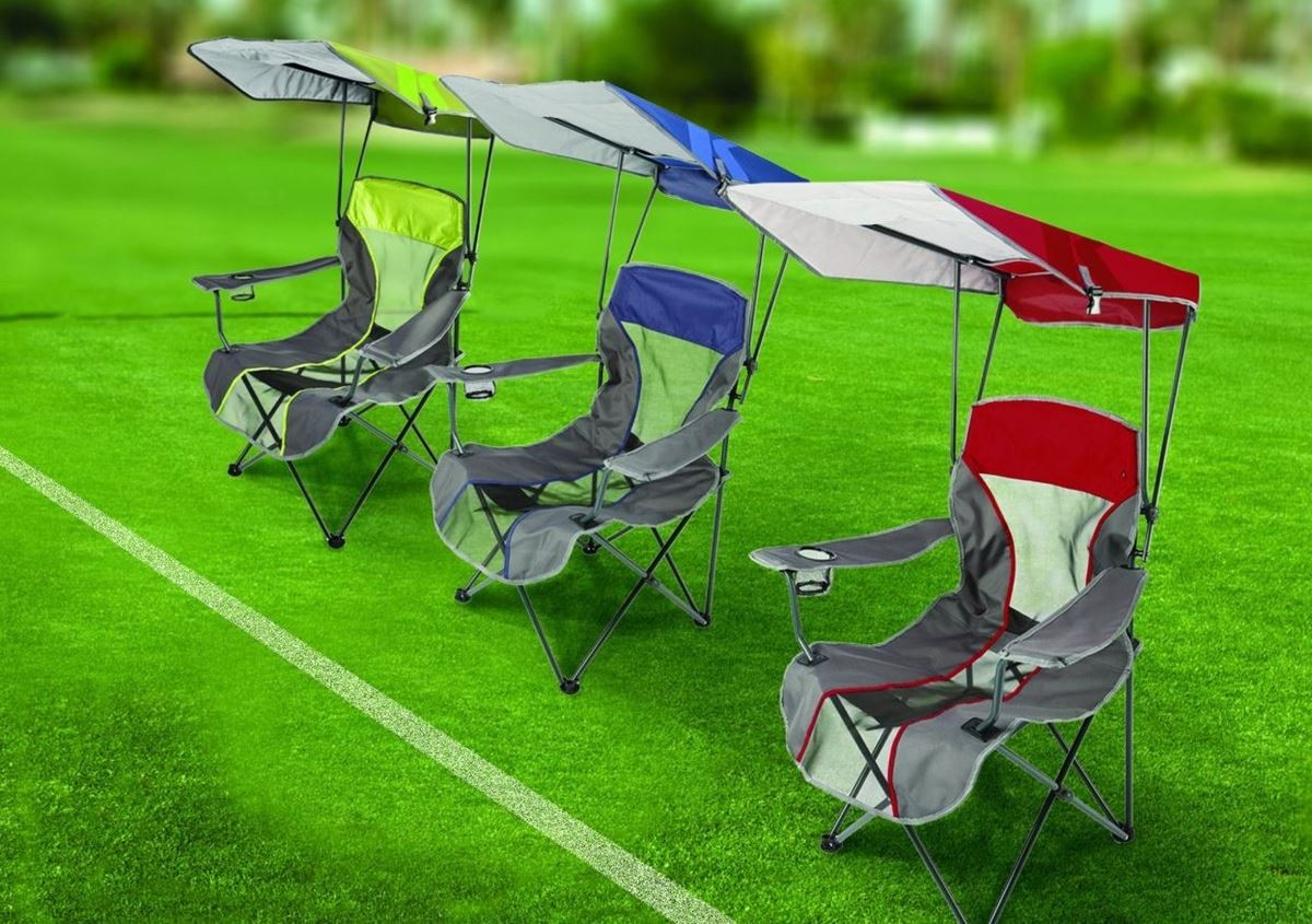 日傘付チェア 折りたたみチェア カップフォルダ付 キャンプ 野球観戦