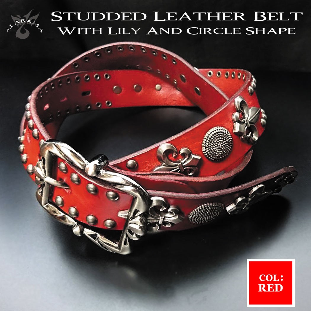 ベルト スタッズベルト メンズ 本革 オイルレザーベルト クラウン