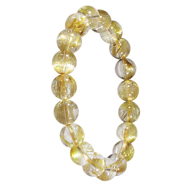 ゴールドルチルクォーツ ブレスレット 6A グレード 10mm 17.5cm メンズ